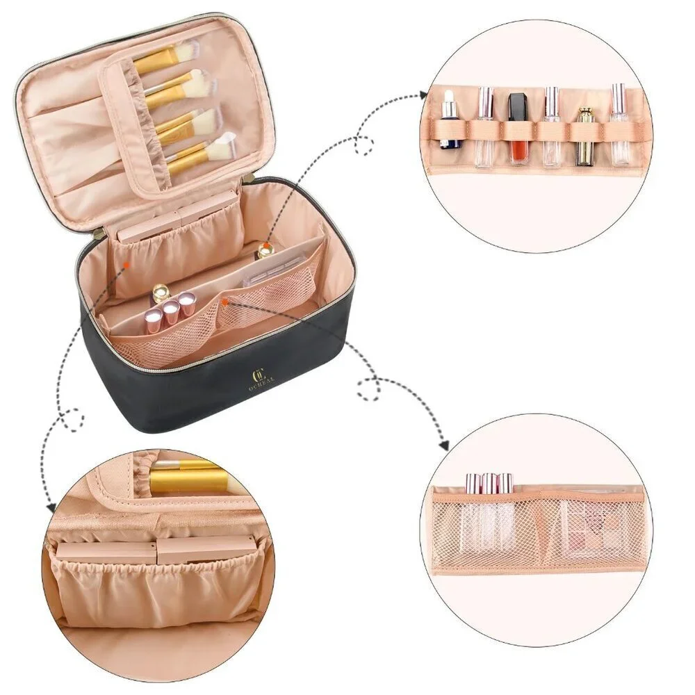 Makeup Bag, Portable Cosmetic Bag, Large Capacity Travel Makeup Case Organizer,